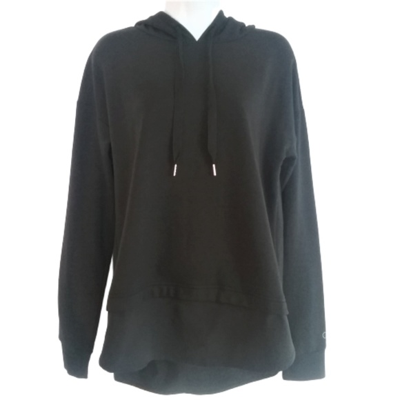 CALIA by Carrie Underwood Tops - CALIA Effortless Mixed Media Black Hoodie Medium
